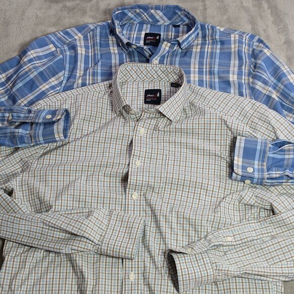 Johnnie O Button Up Shirt Lot (2) Mens M Plaid Check Performance Preppy Classic - Picture 3 of 14